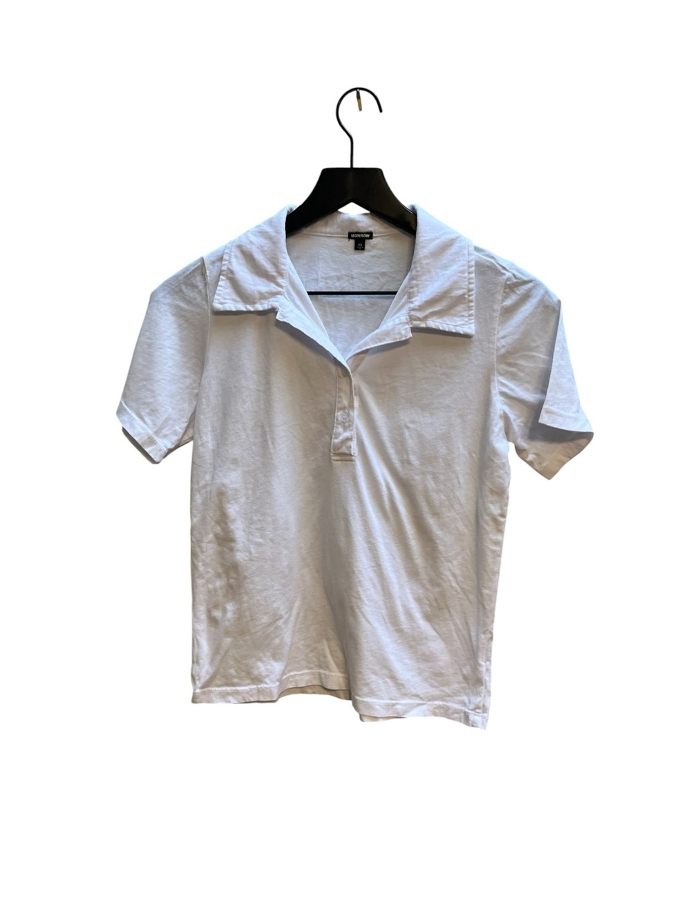 Monrow Classic White Short-Sleeve Polo Shirt size XS